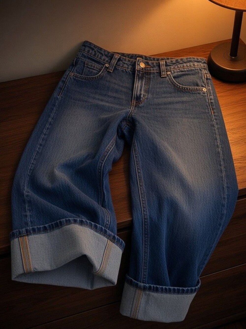 women's mid rise cuffed wide leg jean